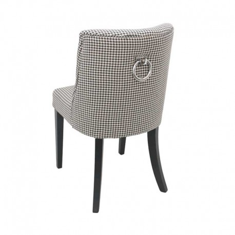 OPHELIA DINING CHAIR HOUNDSTOOTH SILVER RING